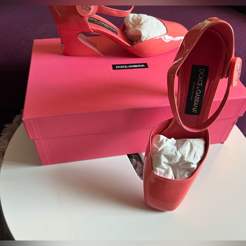 Dolce & Gabbana Coral Patent MaryJane Heels